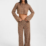INEZ Sequin Pants - Mocha